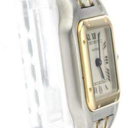 مملوكة مسبقًا Cartier White 18K Yellow Gold And Stainless Steel Panthere De Cartier Quartz Women's Wristwatch 22 MM