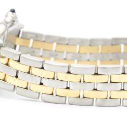 مملوكة مسبقًا Cartier White 18K Yellow Gold And Stainless Steel Panthere De Cartier Quartz Women's Wristwatch 22 MM