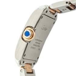 Pre Owned Cartier Silver 18K Yellow Gold & Stainless Steel Tank Anglaise 3704 Women's Wristwatch 26 mm