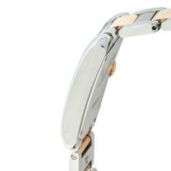 Pre Owned Cartier Silver 18K Yellow Gold & Stainless Steel Tank Anglaise 3704 Women's Wristwatch 26 mm