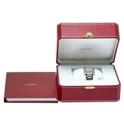 Pre Owned Cartier Silver 18K Yellow Gold & Stainless Steel Tank Anglaise 3704 Women's Wristwatch 26 mm