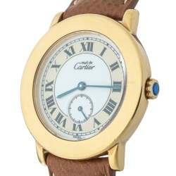 مملوكة مسبقًا Cartier White Vermeil & Leather Must de Cartier 1810 1 Women's Wristwatch 33 mm