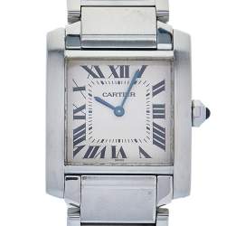 Pre Owned Cartier Silver Stainless Steel Tank Francaise 2301 Women's Wristwatch 25 mm