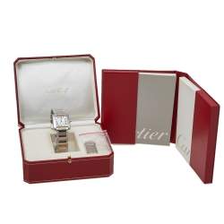 Pre Owned Cartier Silver 18K Yellow Gold & Stainless Steel Tank Francaise 2302 Women's Wristwatch 28 mm