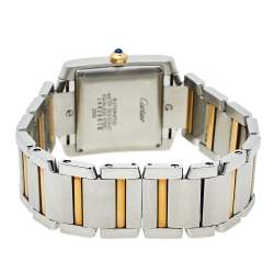 Pre Owned Cartier Silver 18K Yellow Gold & Stainless Steel Tank Francaise 2302 Women's Wristwatch 28 mm