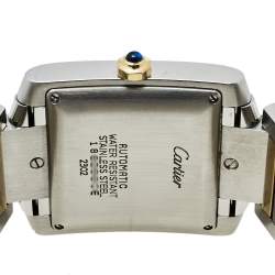 Pre Owned Cartier Silver 18K Yellow Gold & Stainless Steel Tank Francaise 2302 Women's Wristwatch 28 mm