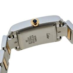 Pre Owned Cartier Silver 18K Yellow Gold & Stainless Steel Tank Francaise 2302 Women's Wristwatch 28 mm