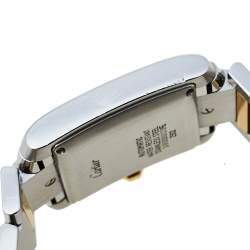 Pre Owned Cartier Silver 18K Yellow Gold & Stainless Steel Tank Francaise 2302 Women's Wristwatch 28 mm