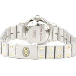 Pre Owned Cartier Silver 18K Yellow Gold And Stainless Steel Santos Octagon Automatic Women's Wristwatch 24 MM