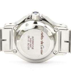 Pre Owned Cartier Silver 18K Yellow Gold And Stainless Steel Santos Octagon Automatic Women's Wristwatch 24 MM
