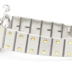 Pre Owned Cartier Silver 18K Yellow Gold And Stainless Steel Santos Octagon Automatic Women's Wristwatch 24 MM