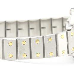 Pre Owned Cartier Silver 18K Yellow Gold And Stainless Steel Santos Octagon Automatic Women's Wristwatch 24 MM