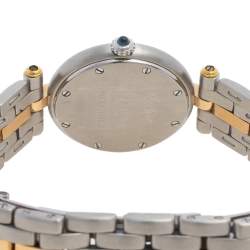 Pre Owned Cartier Cream 18K Yellow Gold And Stainless Steel Panthere 1057920 Women's Wristwatch 23 mm