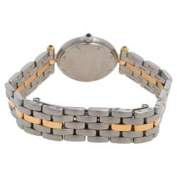 Pre Owned Cartier Cream 18K Yellow Gold And Stainless Steel Panthere 1057920 Women's Wristwatch 23 mm