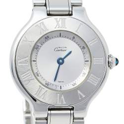 Pre Owned Cartier Silver Stainless Steel Must de Cartier 21 1340 Women's Wristwatch 28 mm