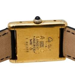 Cartier Vintage Cream Gold Plated Silver Leather Must de Cartier Tank Women's Wristwatch 23 mm