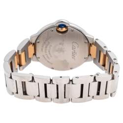 Pre Owned ساعة يد نسائية كارتييه بالون بلو 3489 ألماس ستانلس ستيل وذهب أصفر عيار 18 فضي 33 مم