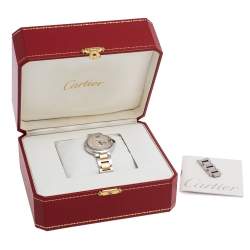 Pre Owned ساعة يد نسائية كارتييه بالون بلو 3489 ألماس ستانلس ستيل وذهب أصفر عيار 18 فضي 33 مم