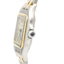 Pre Owned Cartier Silver 18K Yellow Gold And Stainless Steel Panthere De Cartier 166921 Quartz Women's Wristwatch 22 MM