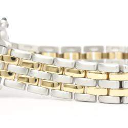 Pre Owned Cartier Silver 18K Yellow Gold And Stainless Steel Panthere De Cartier 166921 Quartz Women's Wristwatch 22 MM