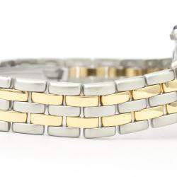 Pre Owned Cartier Silver 18K Yellow Gold And Stainless Steel Panthere De Cartier 166921 Quartz Women's Wristwatch 22 MM
