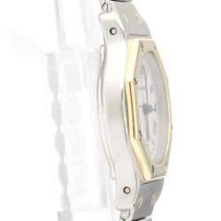 Pre Owned Cartier Silver 18K Yellow Gold And Stainless Steel Santos Octagon 187903 Quartz Women's Wristwatch 24 MM