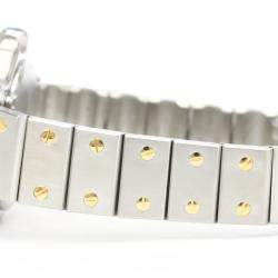 Pre Owned Cartier Silver 18K Yellow Gold And Stainless Steel Santos Octagon 187903 Quartz Women's Wristwatch 24 MM