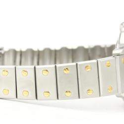 Pre Owned Cartier Silver 18K Yellow Gold And Stainless Steel Santos Octagon 187903 Quartz Women's Wristwatch 24 MM