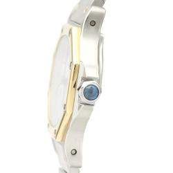 Pre Owned Cartier Silver 18K Yellow Gold And Stainless Steel Santos Octagon 187903 Quartz Women's Wristwatch 24 MM