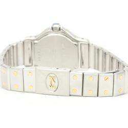Pre Owned Cartier Silver 18K Yellow Gold And Stainless Steel Santos Octagon 187903 Quartz Women's Wristwatch 24 MM