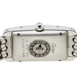 مملوكة مسبقًا ساعة يد نسائية كارتييه تانك امريكان 2490 ذهب أبيض عيار 18 و ألماس فضية 22.50 مم