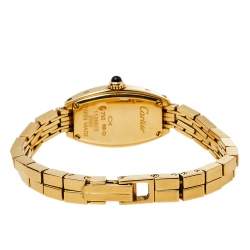 Pre Owned Cartier Silver 18K Yellow Gold Lanières 2563 Women's Wristwatch 16 mm