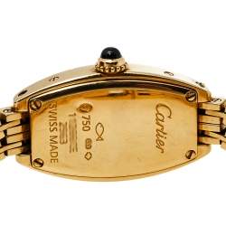 Pre Owned Cartier Silver 18K Yellow Gold Lanières 2563 Women's Wristwatch 16 mm