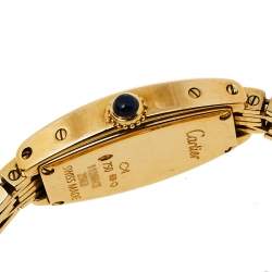 Pre Owned Cartier Silver 18K Yellow Gold Lanières 2563 Women's Wristwatch 16 mm