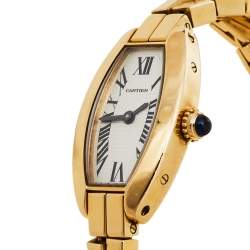 Pre Owned Cartier Silver 18K Yellow Gold Lanières 2563 Women's Wristwatch 16 mm