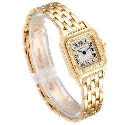 مملوكة مسبقًا Cartier White Diamonds 18k Yellow Gold Panthere WF3070B9 Women's Wristwatch 22 MM
