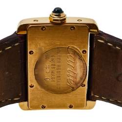 Pre Owned Cartier Silver 18K Yellow Gold Alligator Leather Tank Divan W6300356 Women's Wristwatch 31 mm