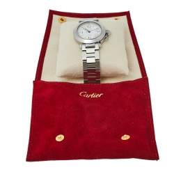 Pre Owned Cartier White Stainless Steel Pasha C de Cartier 2324 Automatic Women's Wristwatch 35 MM