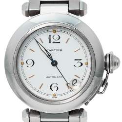 Pre Owned Cartier White Stainless Steel Pasha C de Cartier 2324 Automatic Women's Wristwatch 35 MM