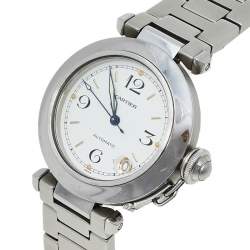Pre Owned Cartier White Stainless Steel Pasha C de Cartier 2324 Automatic Women's Wristwatch 35 MM