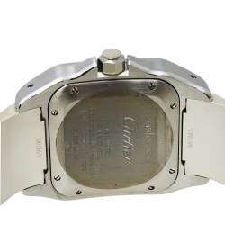 Pre Owned Cartier White Rubber Stainless Steel 2878 Santos 100 Automatic Women's Wristwatch 33 MM