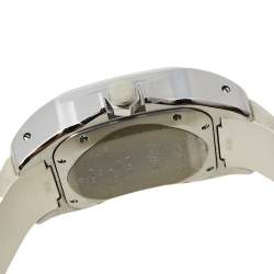 Pre Owned Cartier White Rubber Stainless Steel 2878 Santos 100 Automatic Women's Wristwatch 33 MM