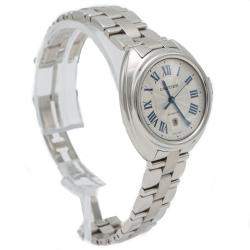 Pre Owned Cartier Silver Cle De Cartier Steel Automatic Ladies Wristwatch 31 MM