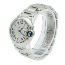 Pre Owned Cartier Ballon Bleu Silver Dial Stainless Steel Ladies Watch 28 MM