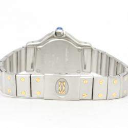 مملوكة مسبقًا Cartier Ivory 18K Yellow Gold And Stainless Steel Santos Octagon Quartz Women's Wristwatch 24 MM