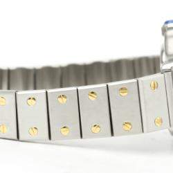 مملوكة مسبقًا Cartier Ivory 18K Yellow Gold And Stainless Steel Santos Octagon Quartz Women's Wristwatch 24 MM