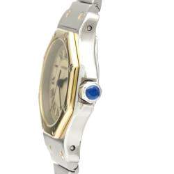 مملوكة مسبقًا Cartier Ivory 18K Yellow Gold And Stainless Steel Santos Octagon Quartz Women's Wristwatch 24 MM