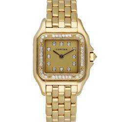 Cartier Champagne Diamonds 18K Yellow Gold Panthere 8057915 Women's Wristwatch 22 MM