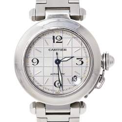 Pre Owned Cartier Silver Stainless Steel Pasha de Cartier 2324 Women's Wristwatch 35 mm