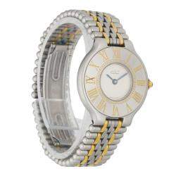 Pre Owned Cartier White Gold Plated Stainless Steel Must 21 Women's Wristwatch 28 MM